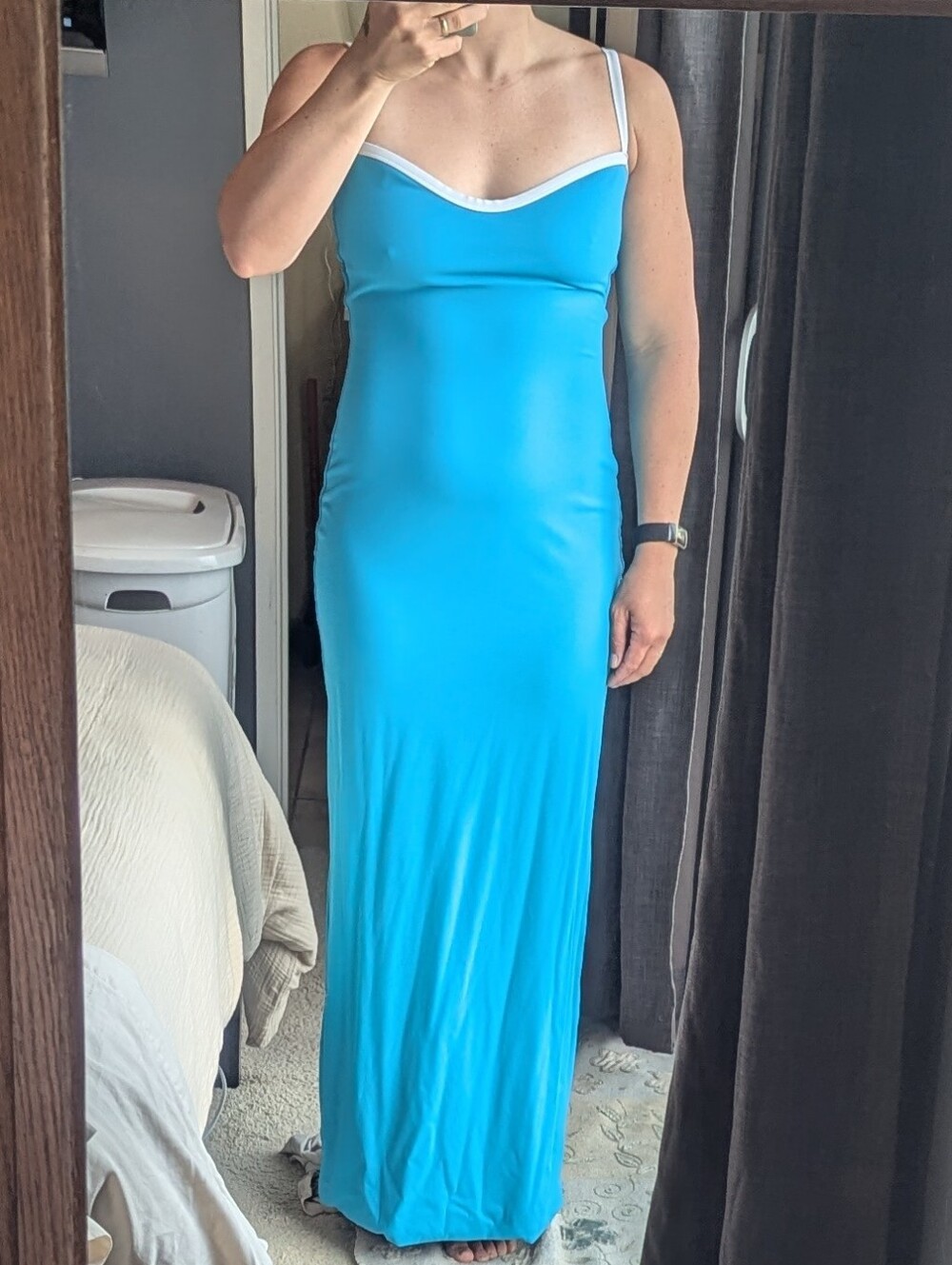 93 Playstreet Blue Spaghetti Strap Dress With Built In Shelf Bra